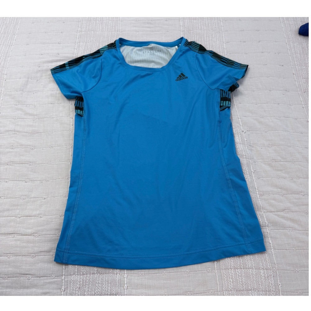 Adidas T-Shirt Womens Medium Blue Climalite Short Sleeve Athletic Top